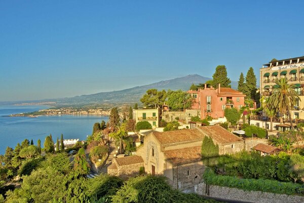 The coast of Italy. buildings by the sea