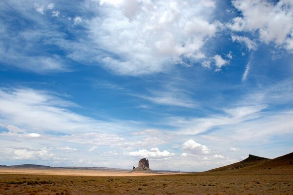 Endless blue sky in the desert