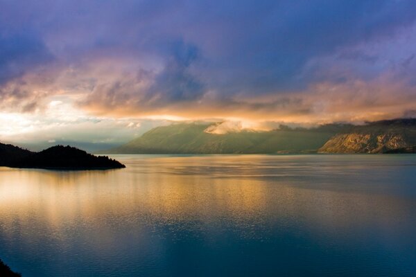 Landscape of water spill and the sea