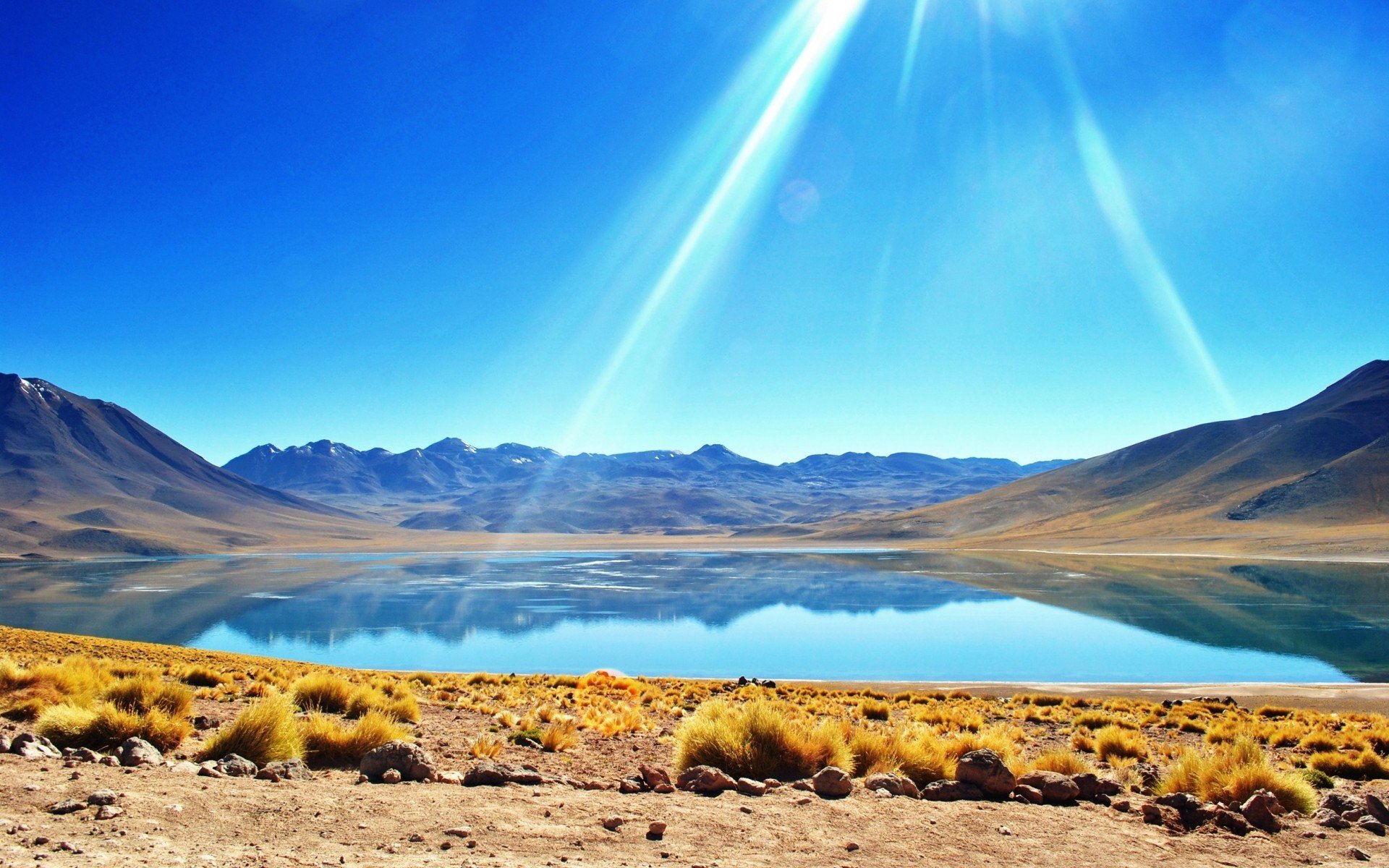 desierto atacama lago montañas naturaleza foto