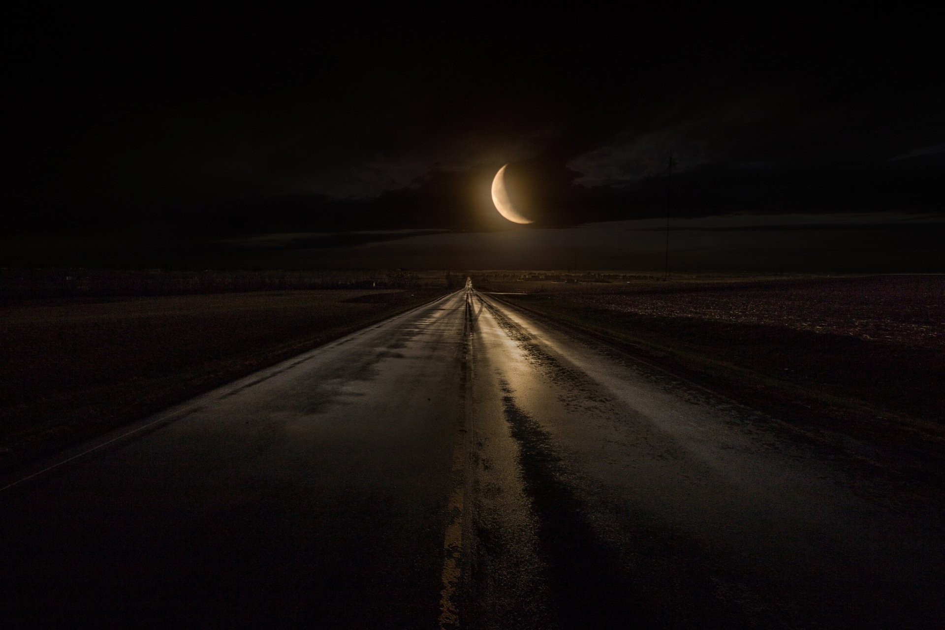 strada di mezzanotte notte luna