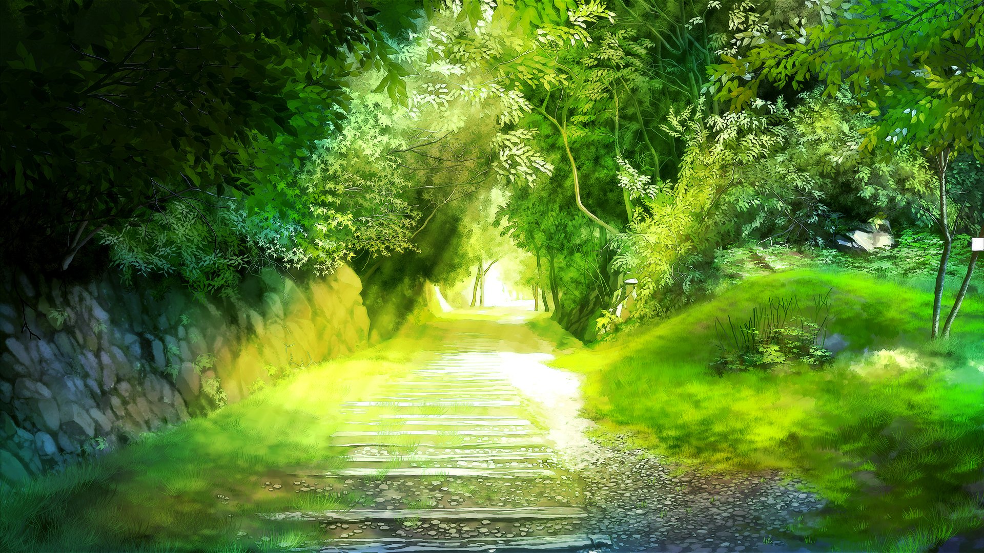 miyukin okura miyuki landscape alley track tree green