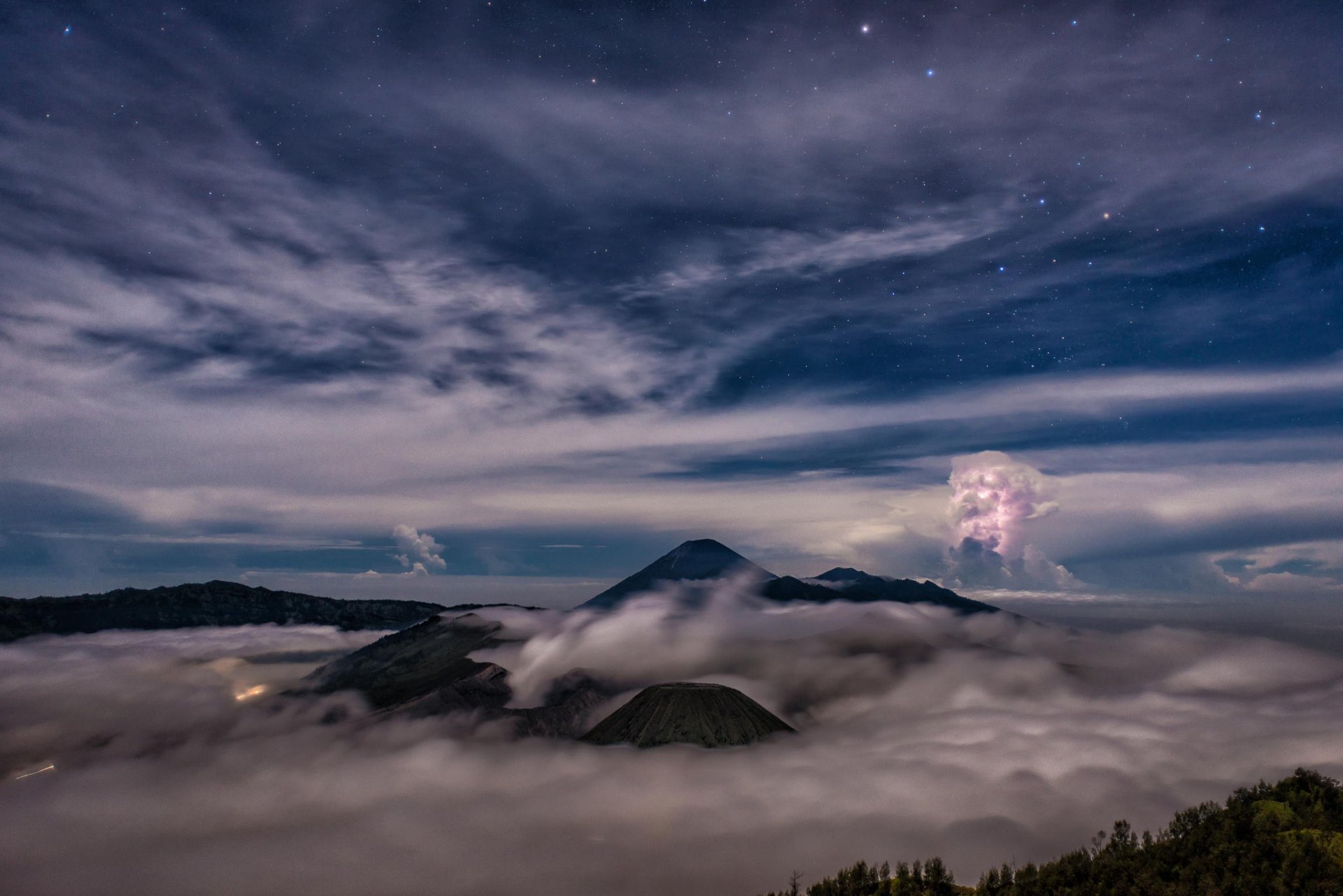 landscape clouds indonesia bromo-tengger-semeru national park java mount bromo tengger caldera nature