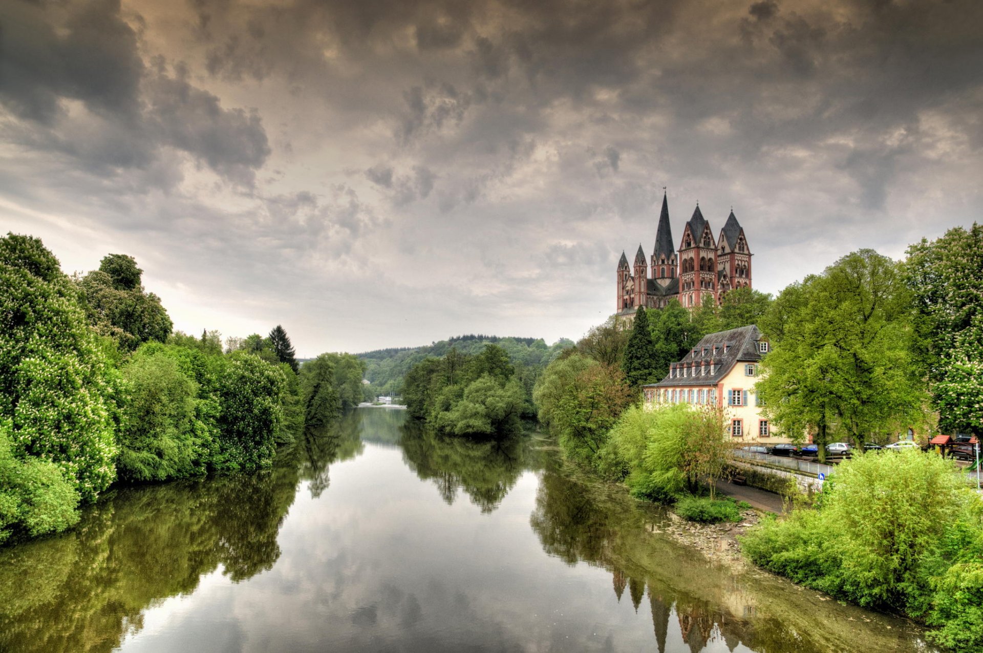 alemania limburg limburger casa catedral castillo río lena árboles paisaje urbano