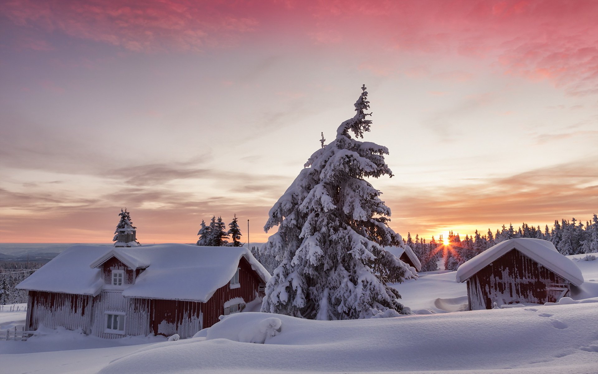 winter schnee haus morgen