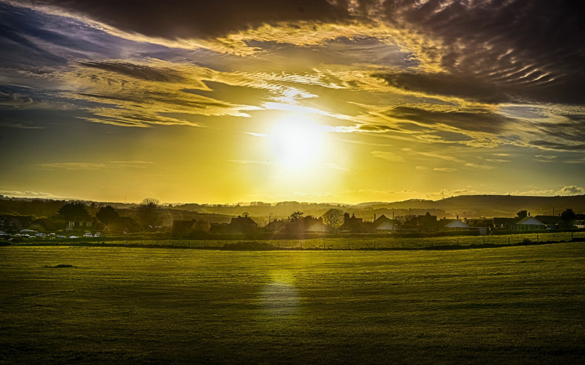 puesta de sol campo paisaje