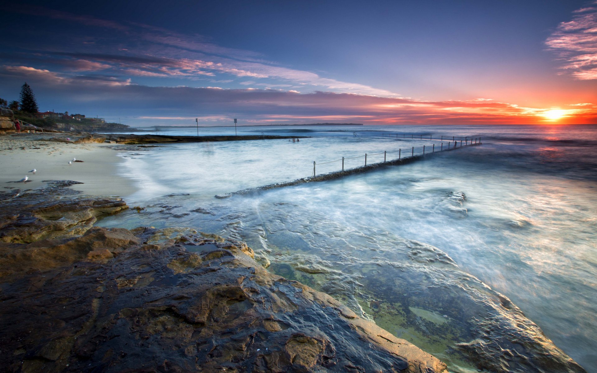 mare riva spiaggia tramonto