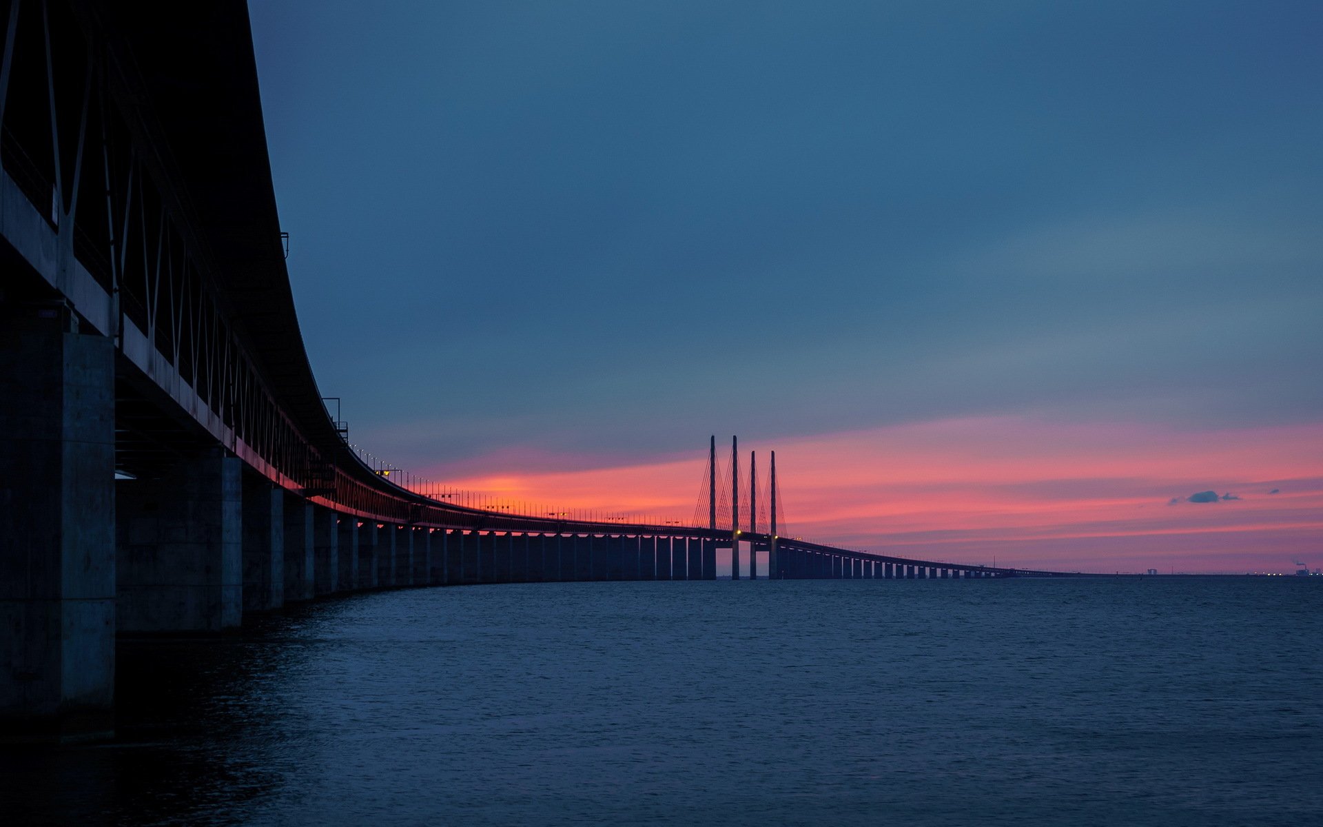 schweden skåne bunkeflostrand øresunds bridge sonnenuntergang brücke