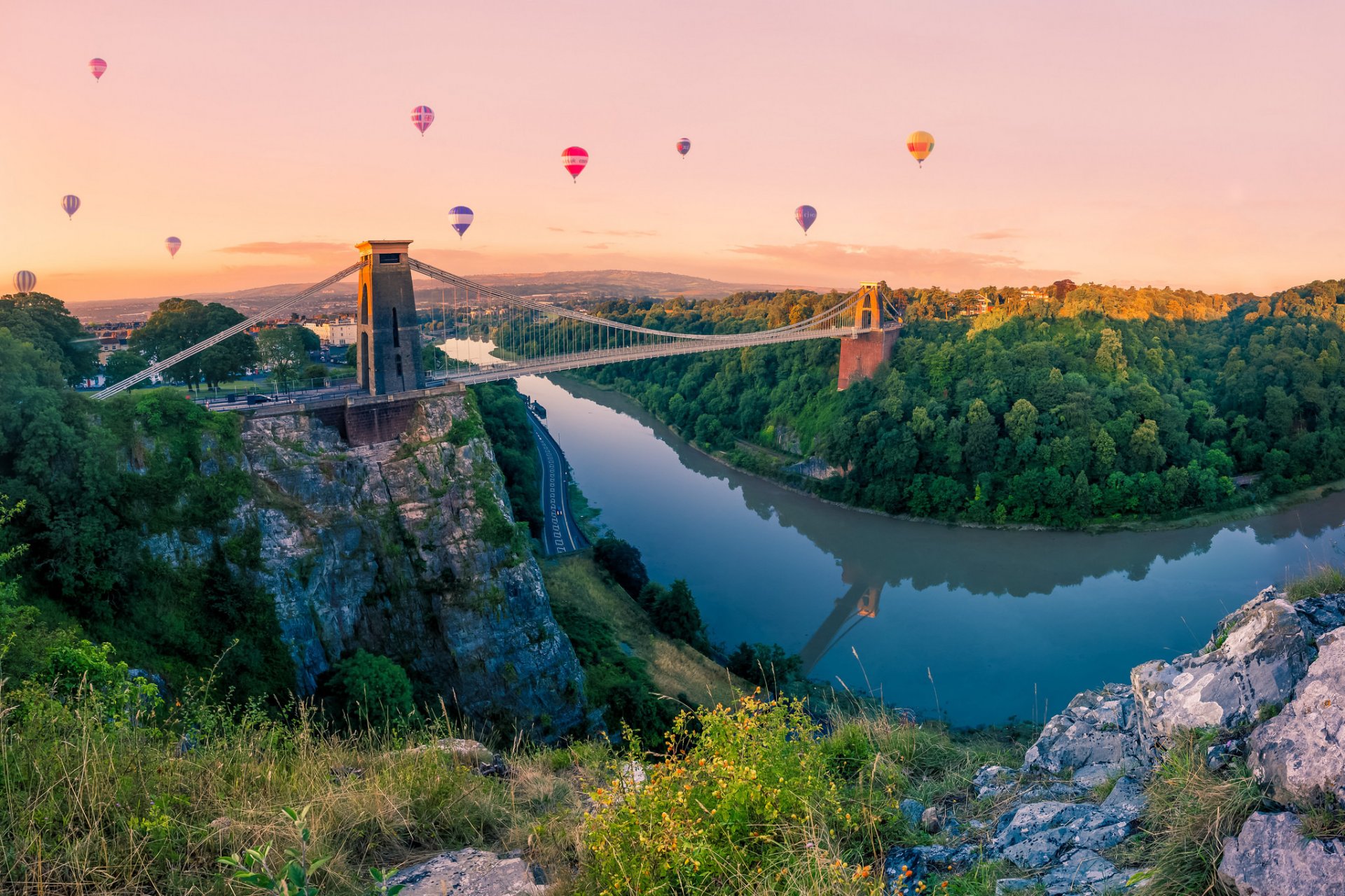 ky river rock forest tree bridge balloon