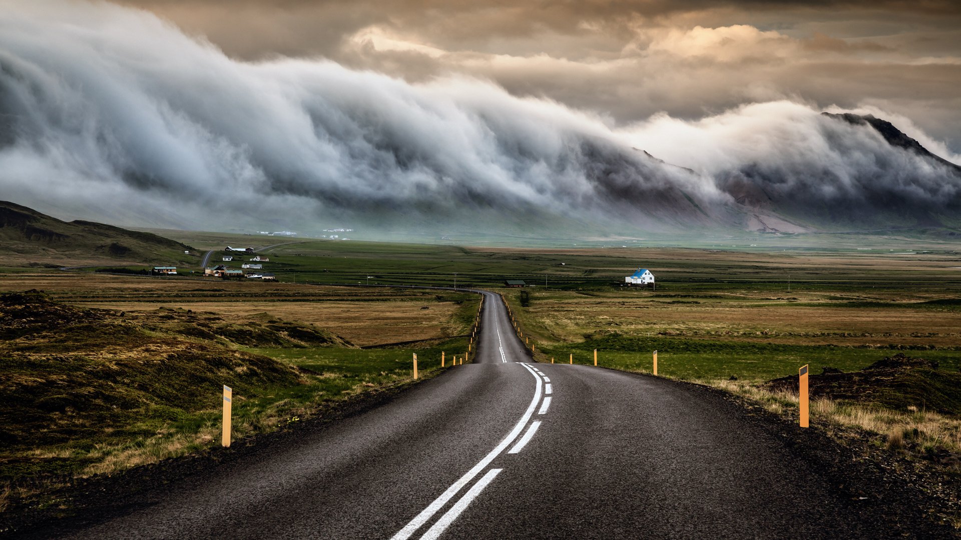 islande route ciel nuages nuages