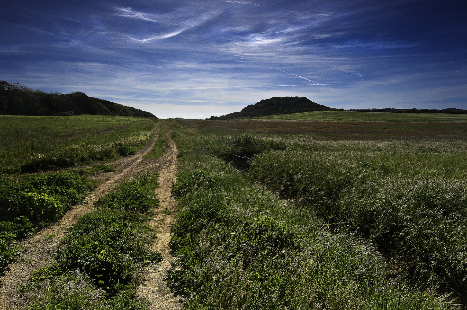 hügel feld straße himmel