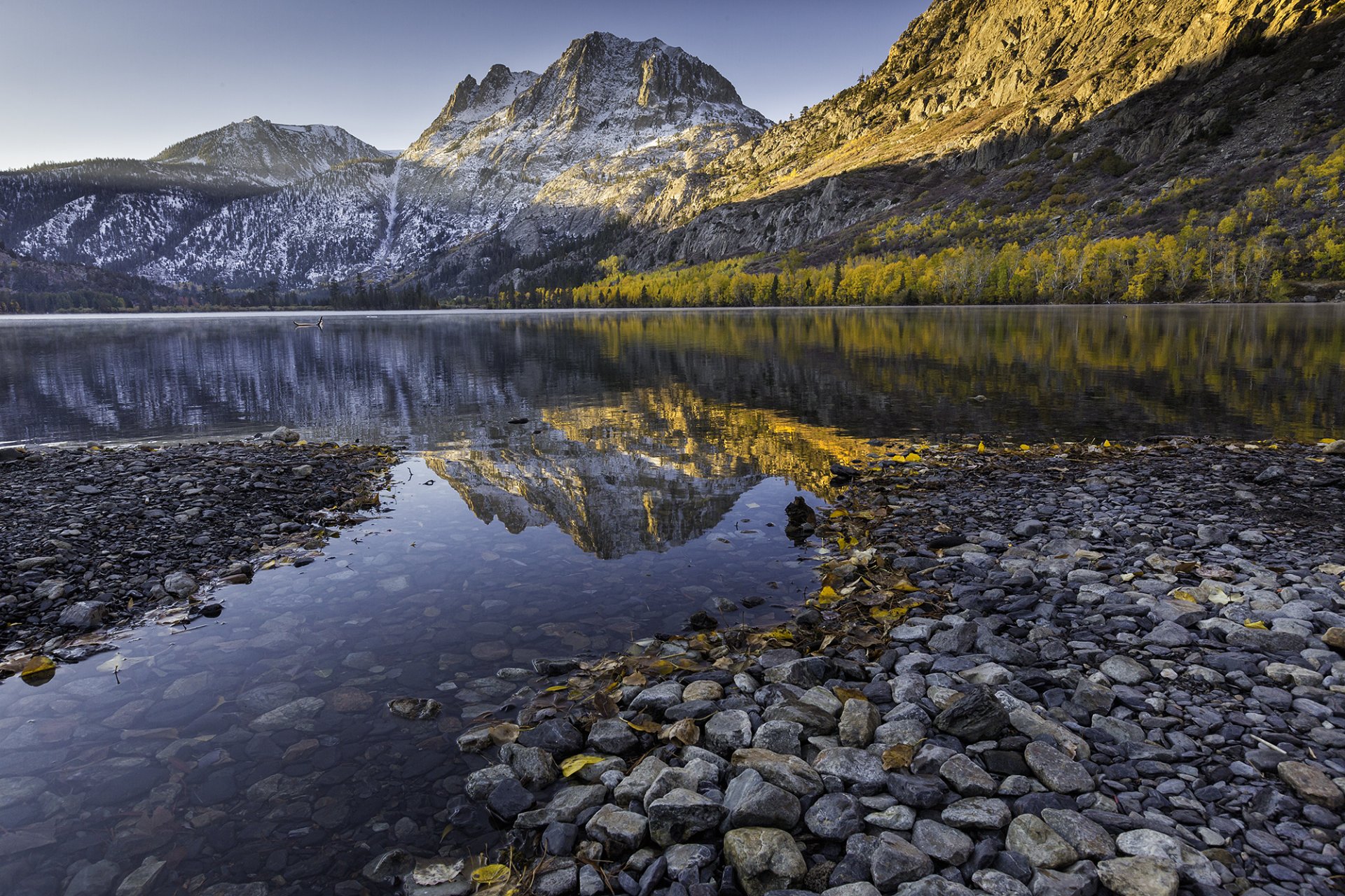 lake mountain forest nature stone