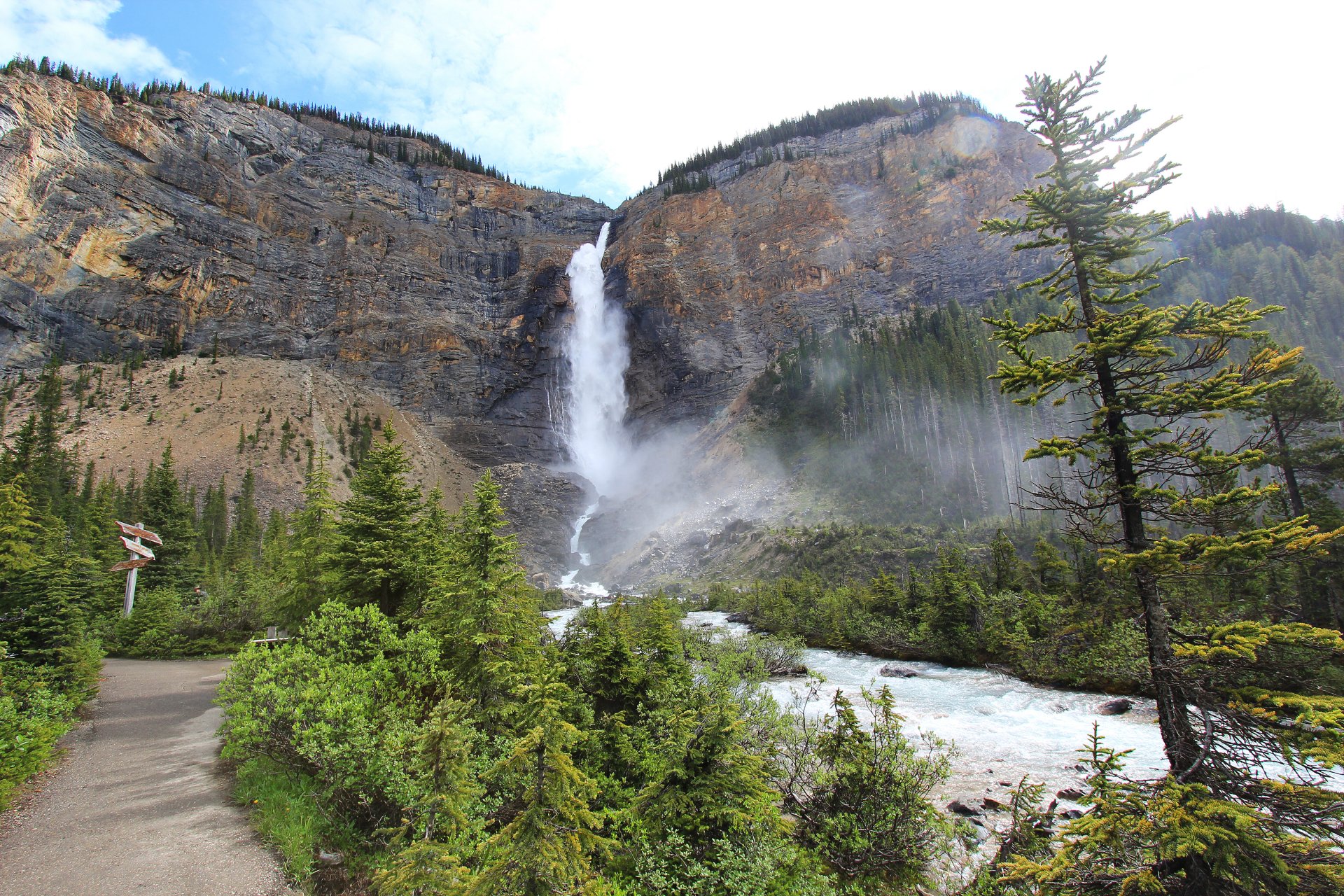 takkakaw falls canada sky mountain waterfall tree river