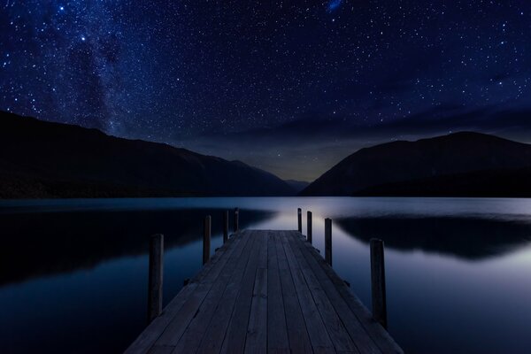 Starry night on the lake