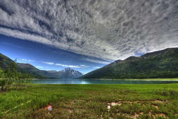 Clouds over Lake Eklutna in Alaska