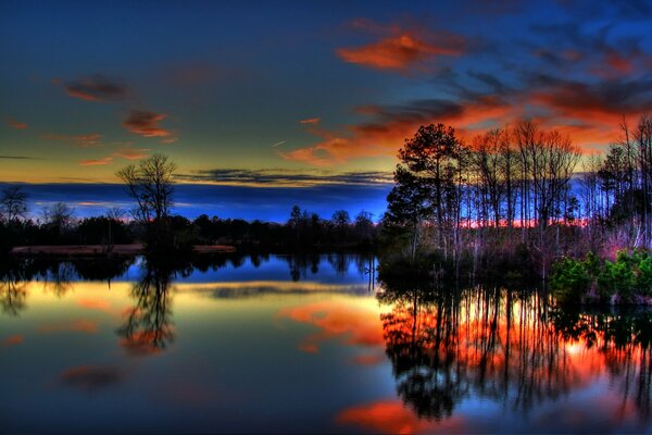 De nuevo en el cielo junto al lago del bosque