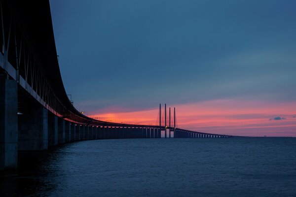 Evening sunset and bridge