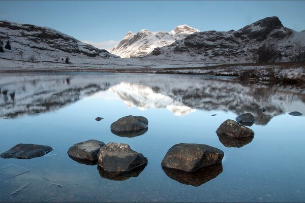 Mountain landscape by the lake