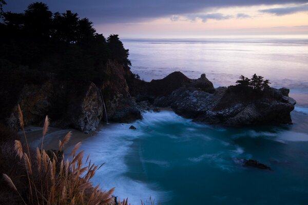 Bay at the cliff in the sea