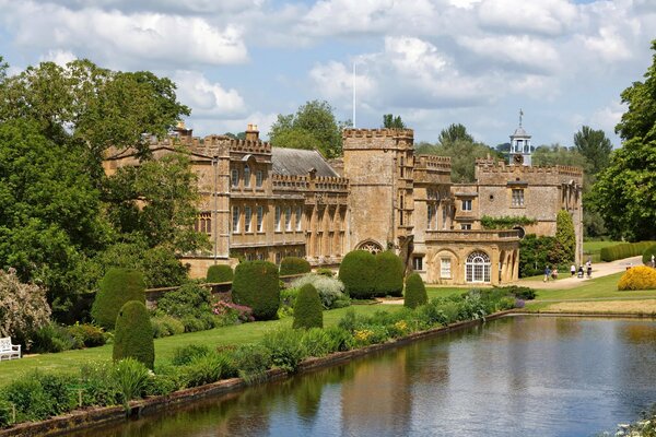 The old castle next to the pond