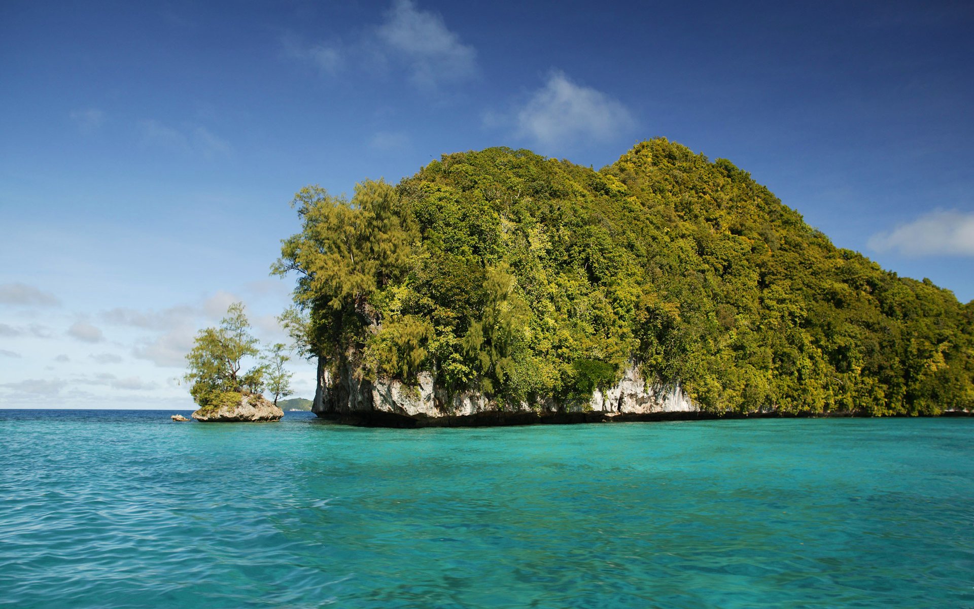 cielo mare isola roccia alberi acqua