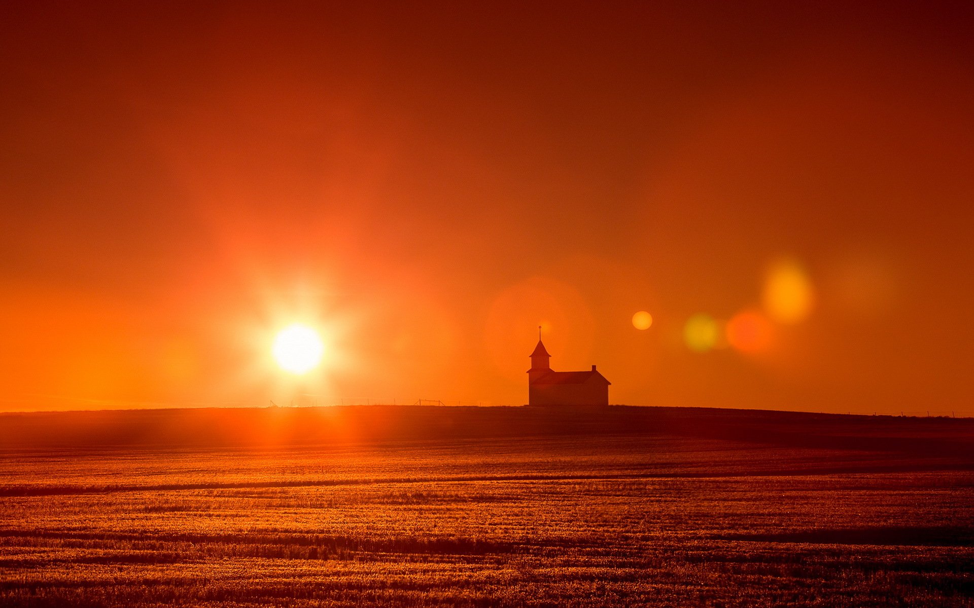 temple sunset the field landscape