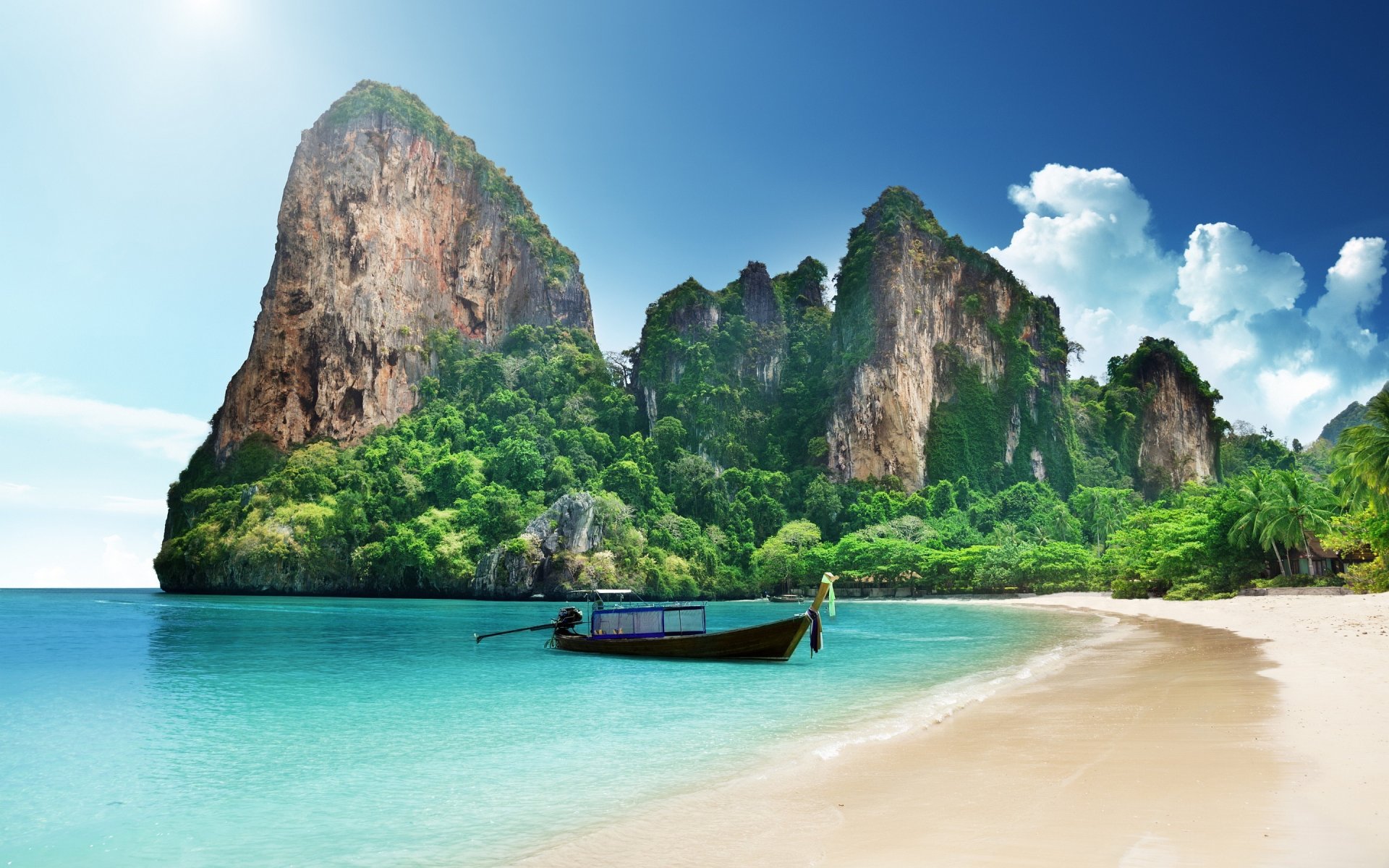 oceano spiaggia rocce barca tailandia