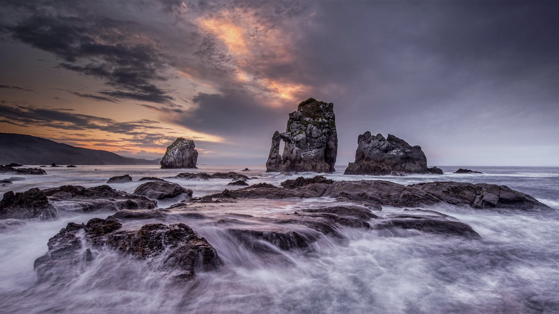 mer roches paysage nuit