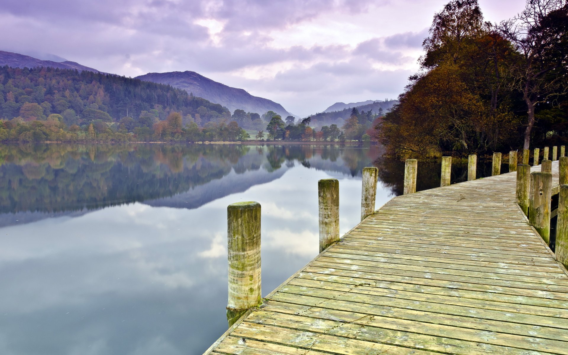 lago puente montañas paisaje