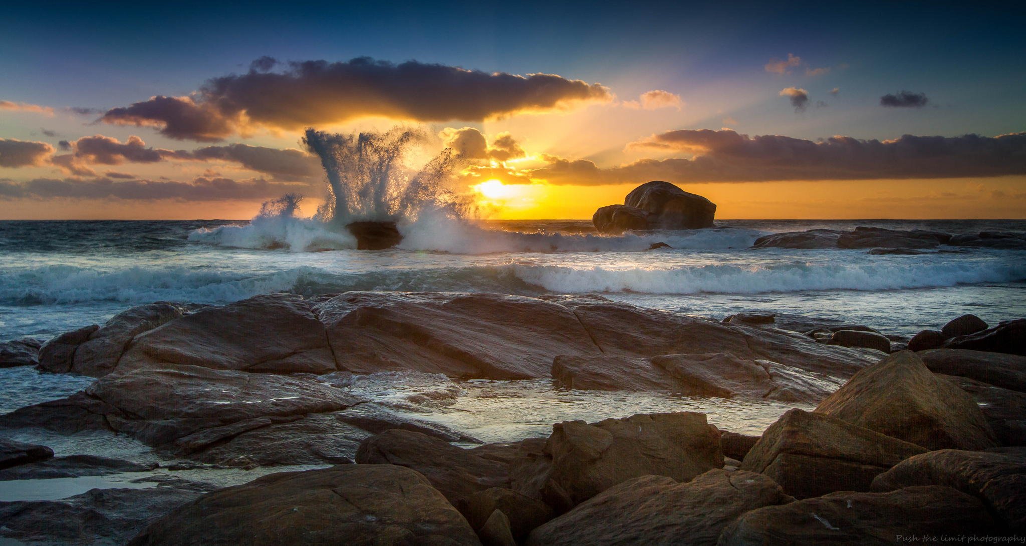 ocean dawn beach stone