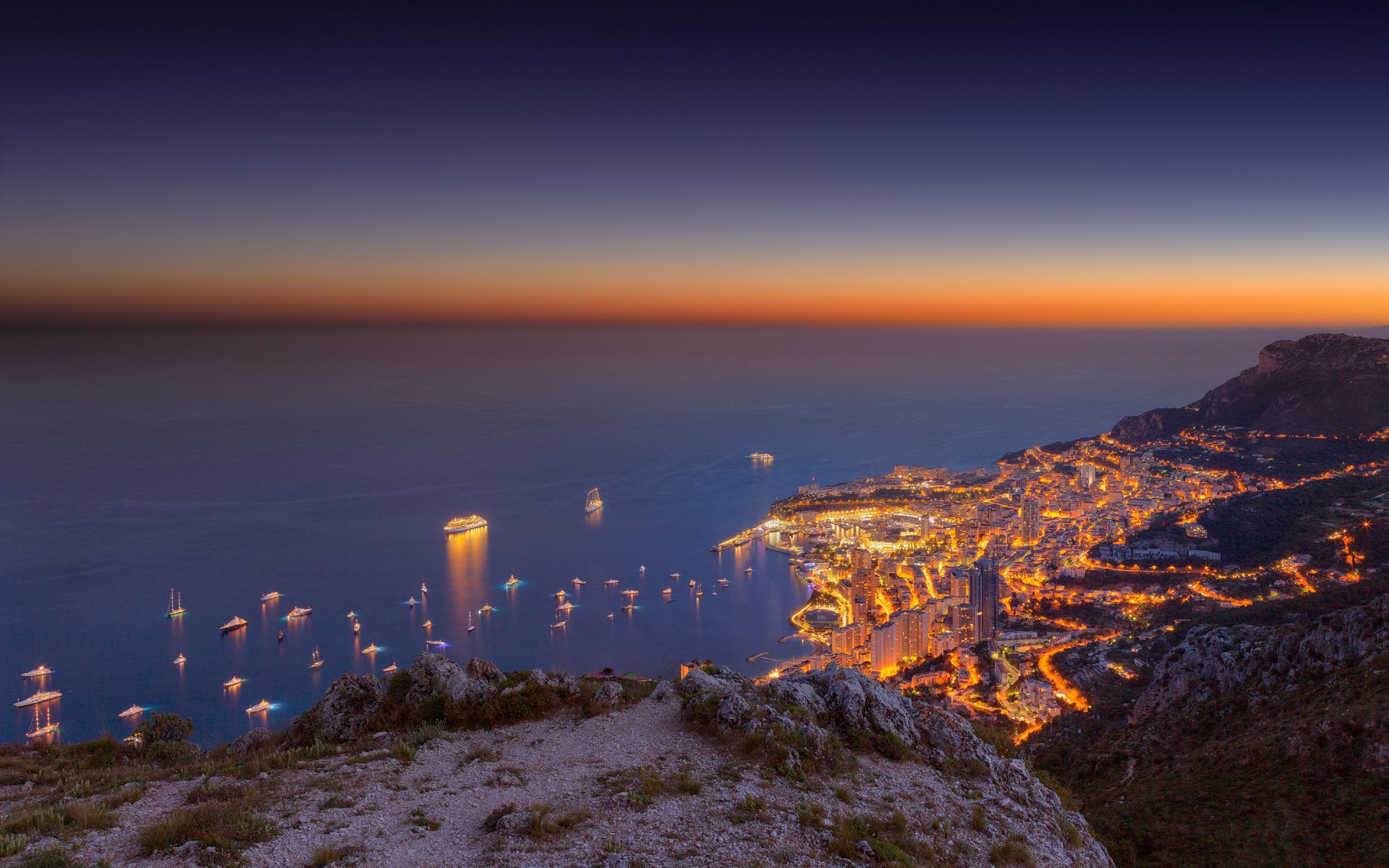 cielo mare tramonto montagna città monte carlo nave yacht