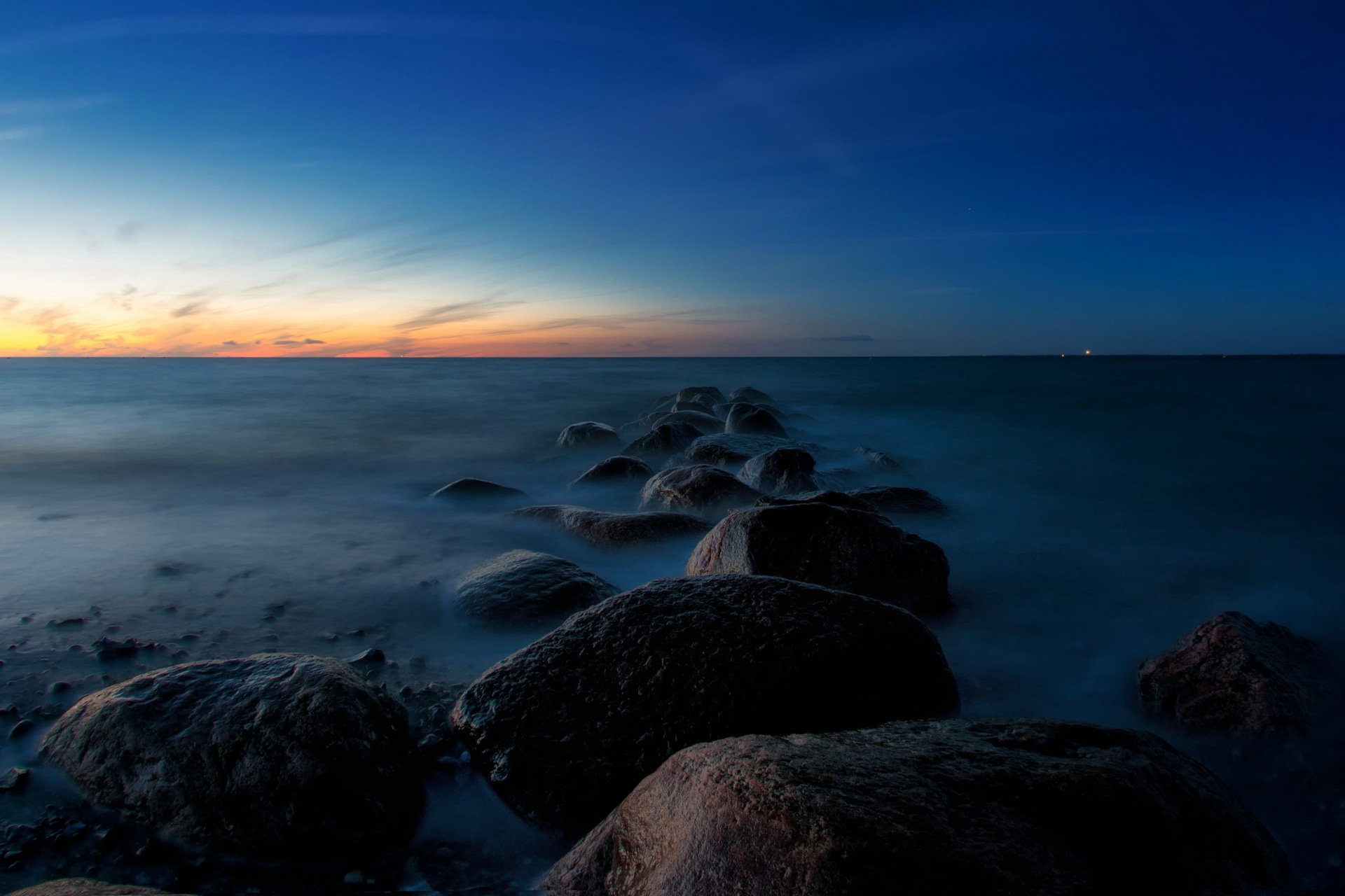 meer steine nacht landschaft