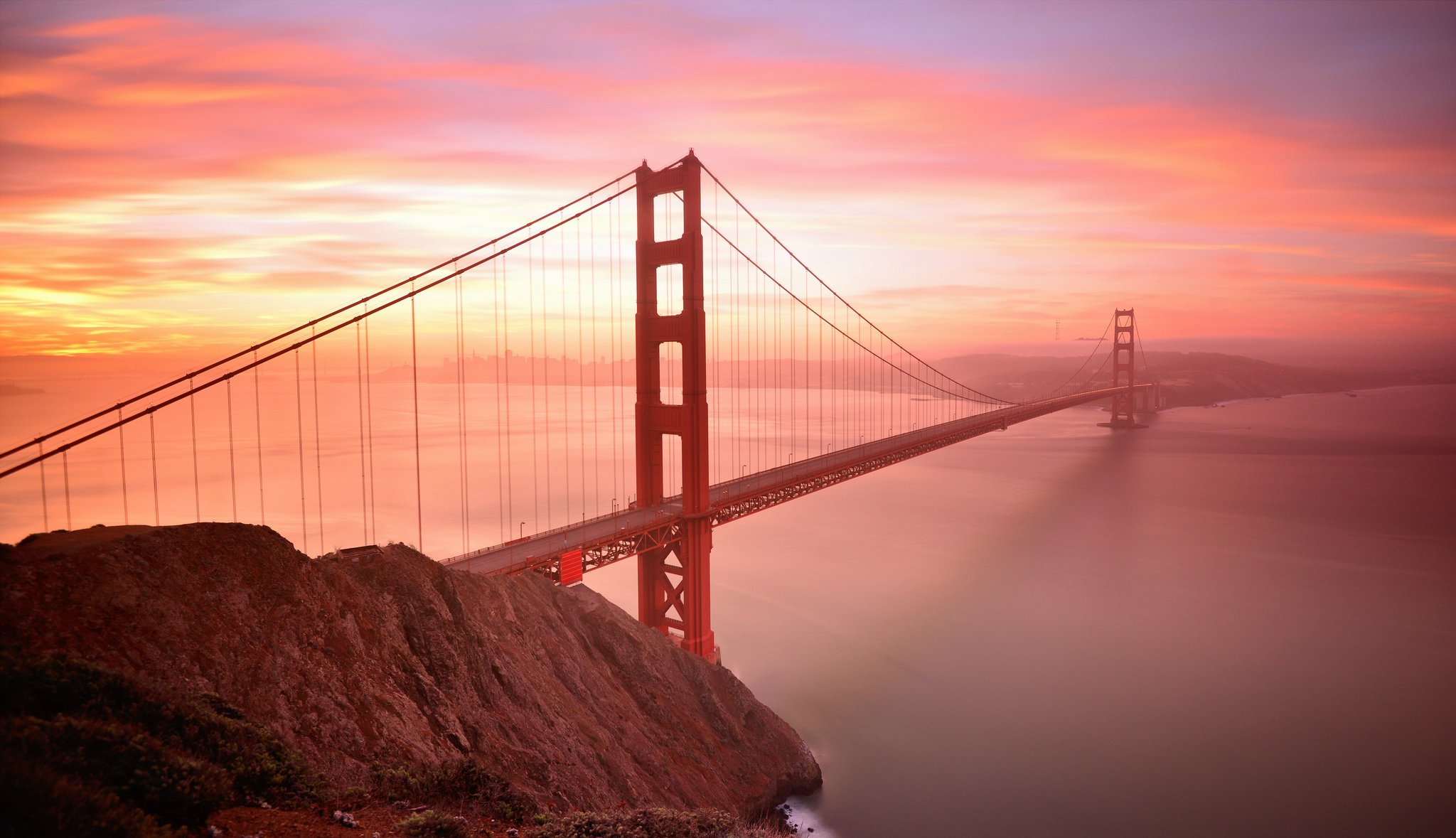 san francisco most golden gate niebo zatoka chmury zachód słońca