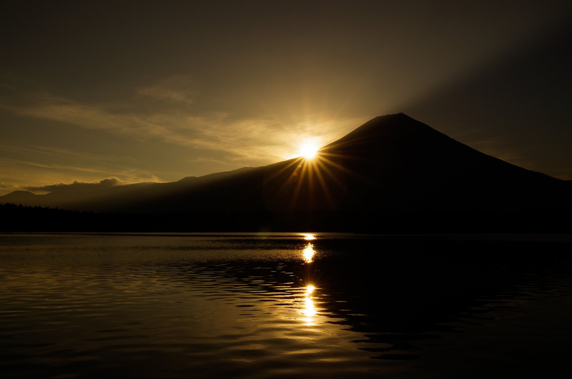 japón fuji volcán montaña lago sol