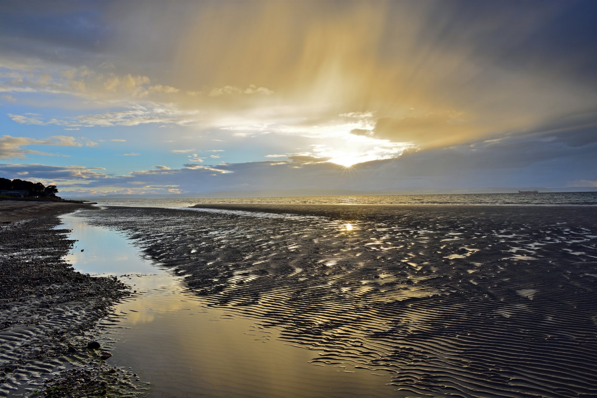 meer strand wolken sonne strahlen abend