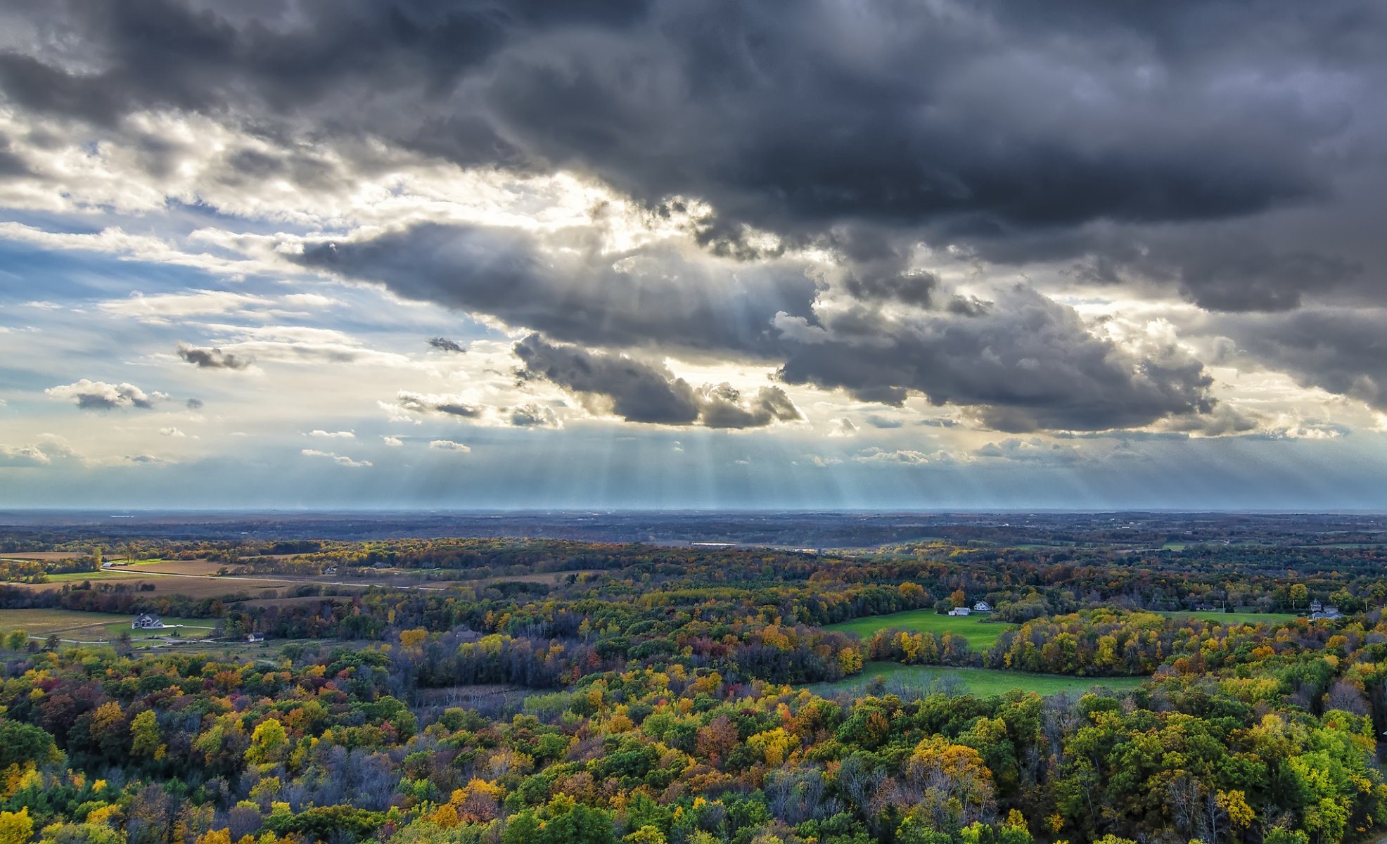 états-unis wisconsin erin automne orage nuages rayons du soleil