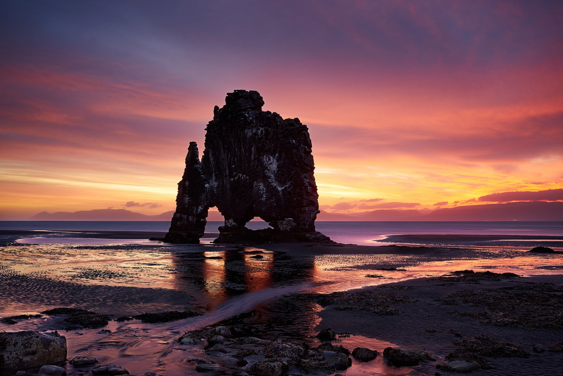 morgen sonnenaufgang sonne wasser felsen horizont zatoka vestur-hunavatnssysla island