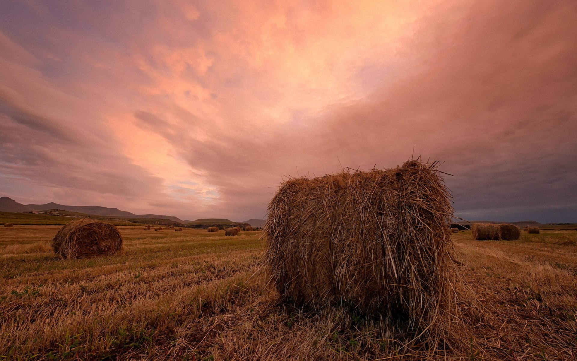 unset the field hay landscape