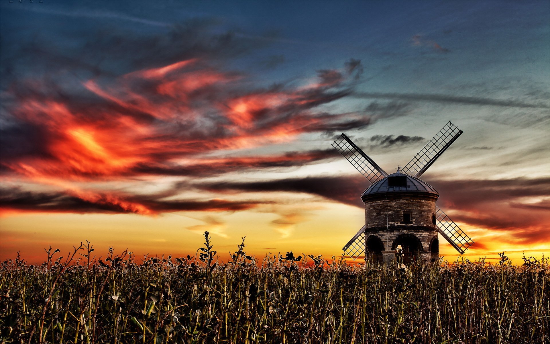 sonnenuntergang feld mühle