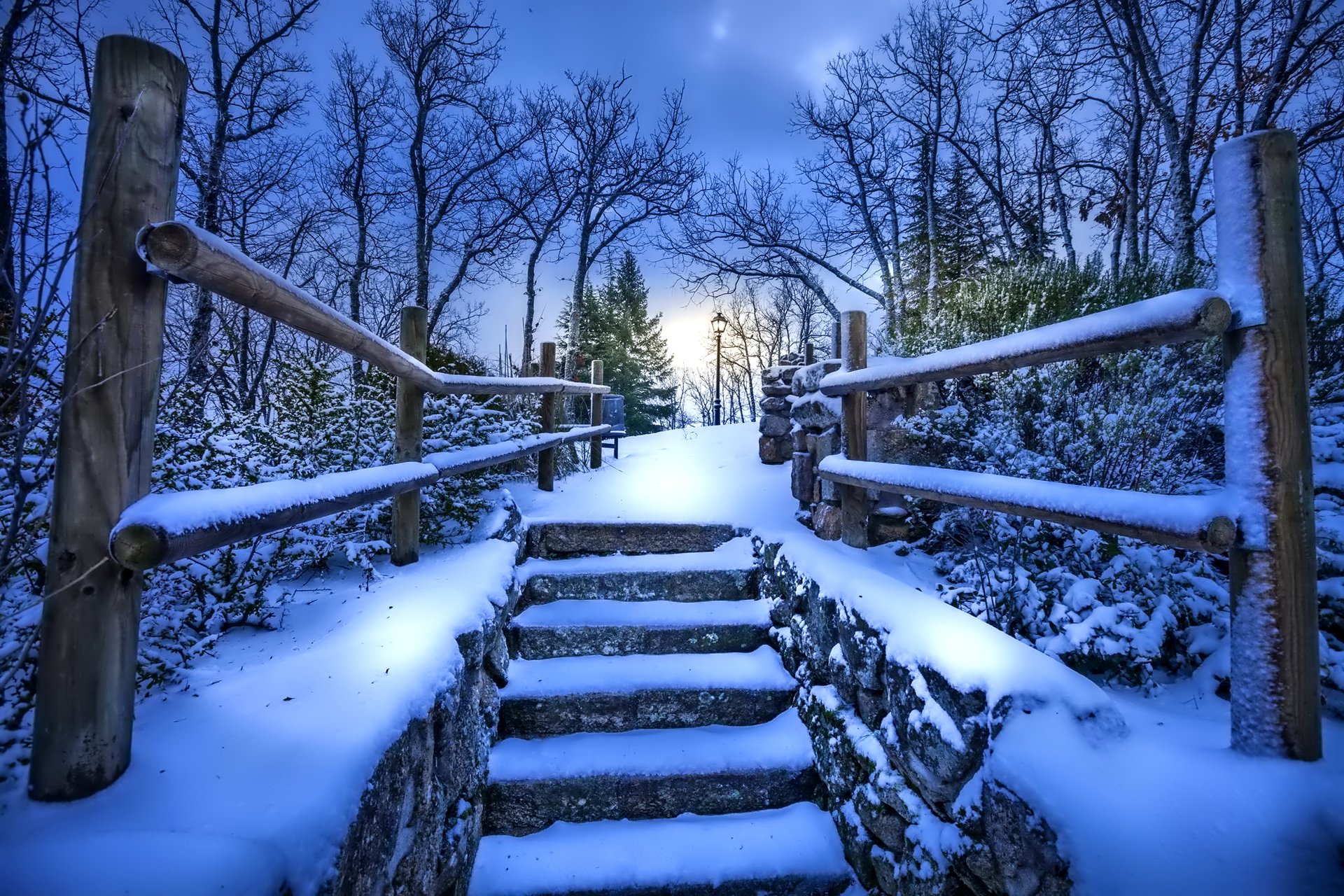 ciel nuages soir hiver marches neige