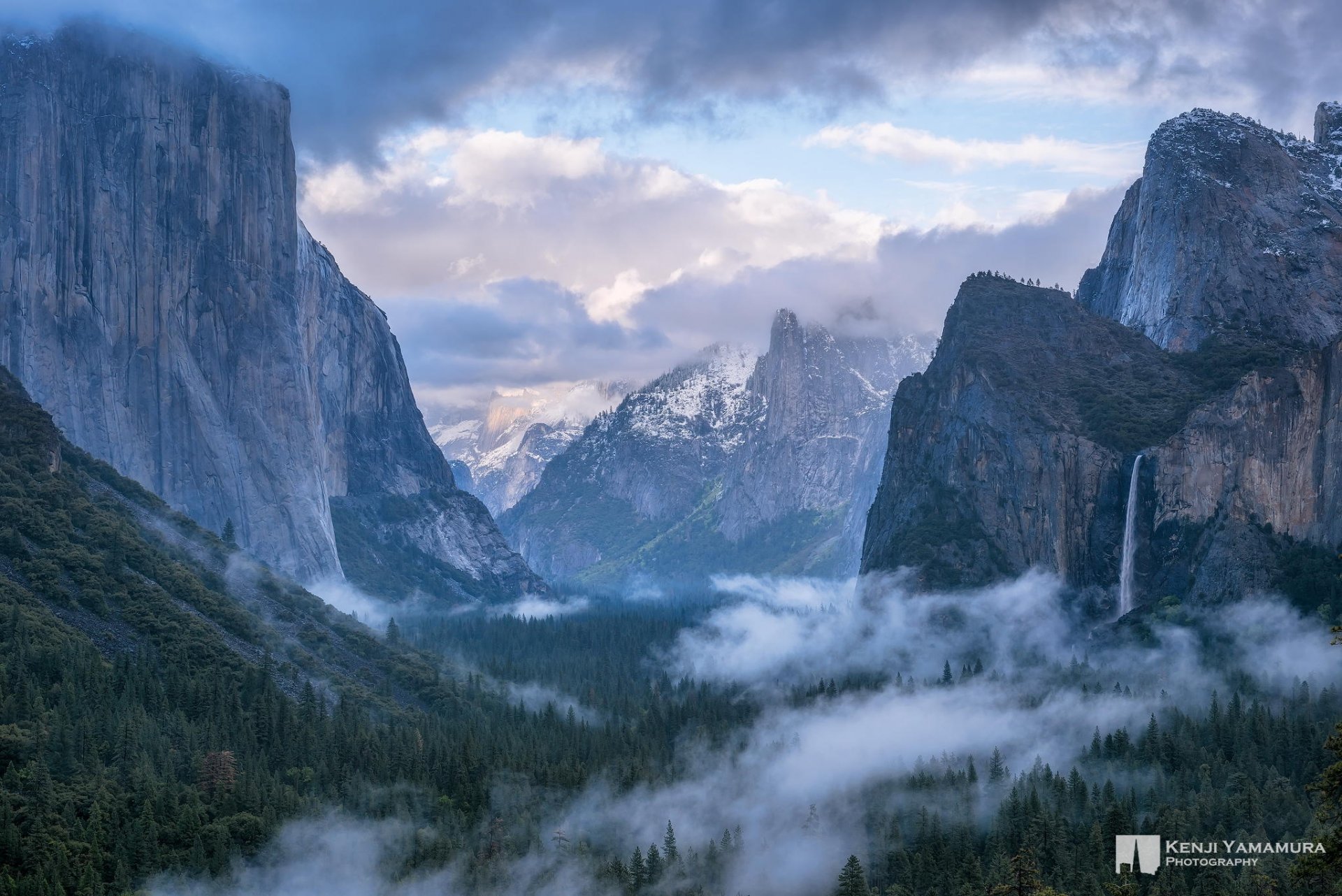 yosemite parque montañas naturaleza paisaje cascada nubes