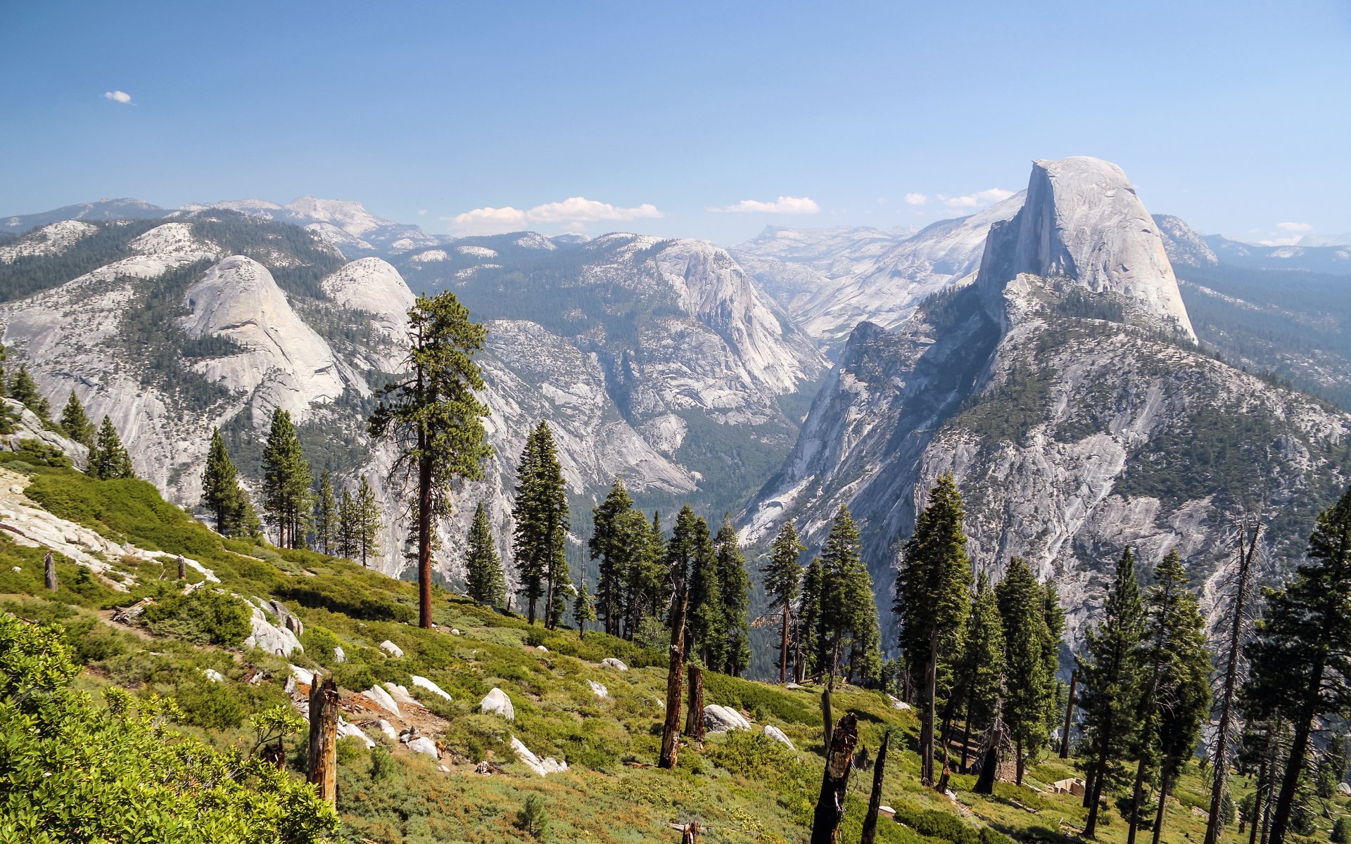 glacier point yosemite parco nazionale di yosemite california sierra nevada montagne rocce pendio alberi