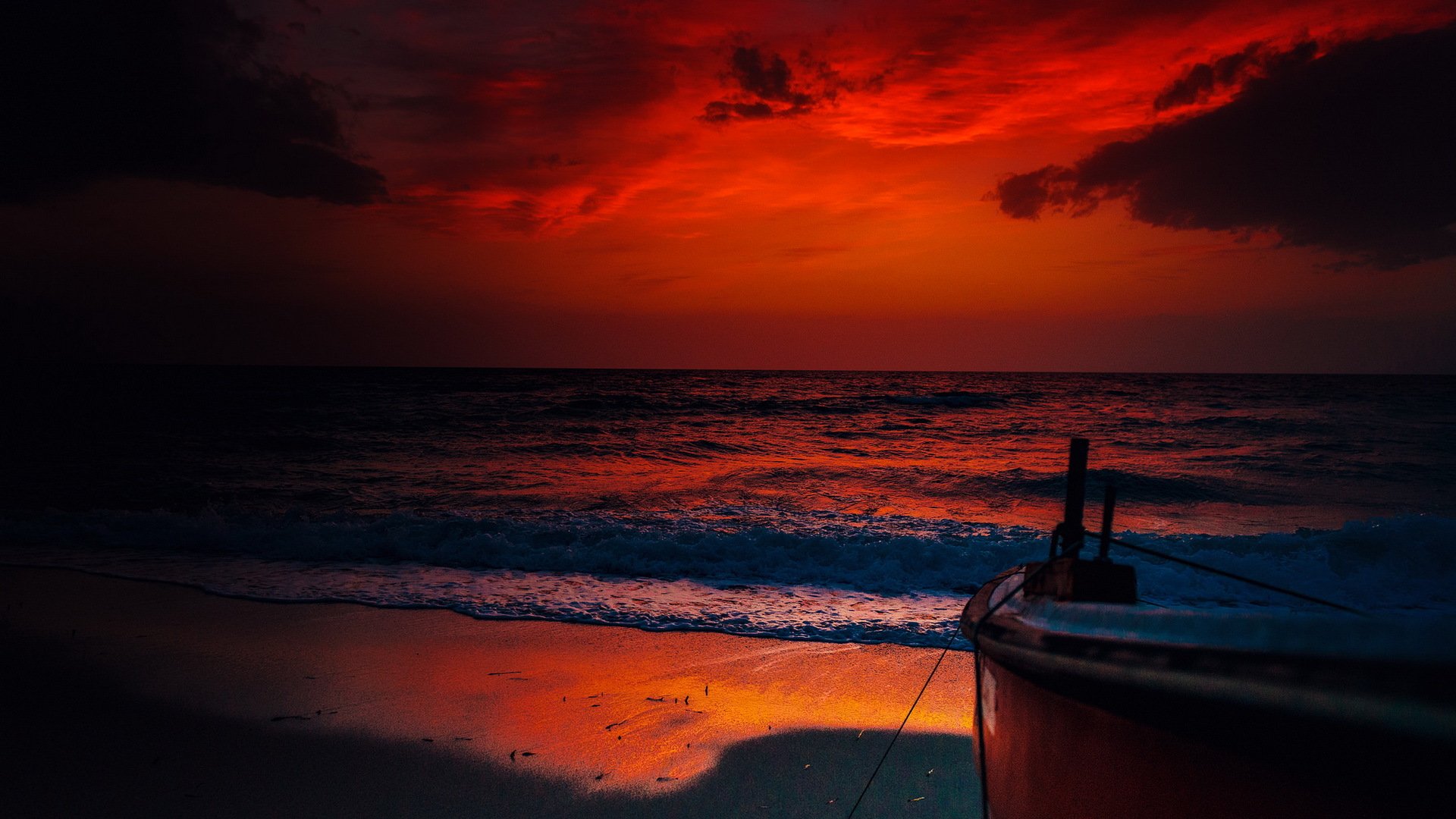 mer bateau nuit paysage