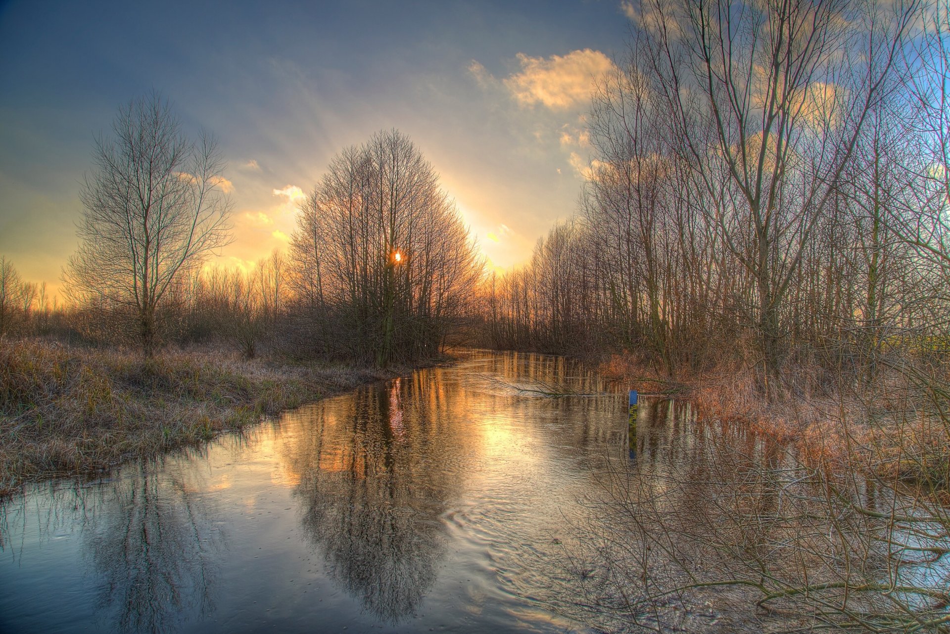 primavera acqua fiume alberi increspature riflessione sollandschaft fischerhuder wümmeniederung wümme mittelarm matthias kahr