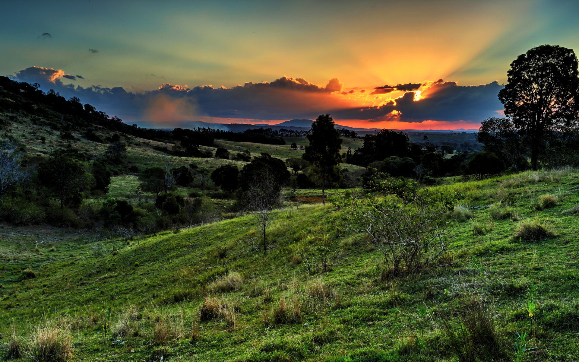 cielo nuvole tramonto montagne valle alberi