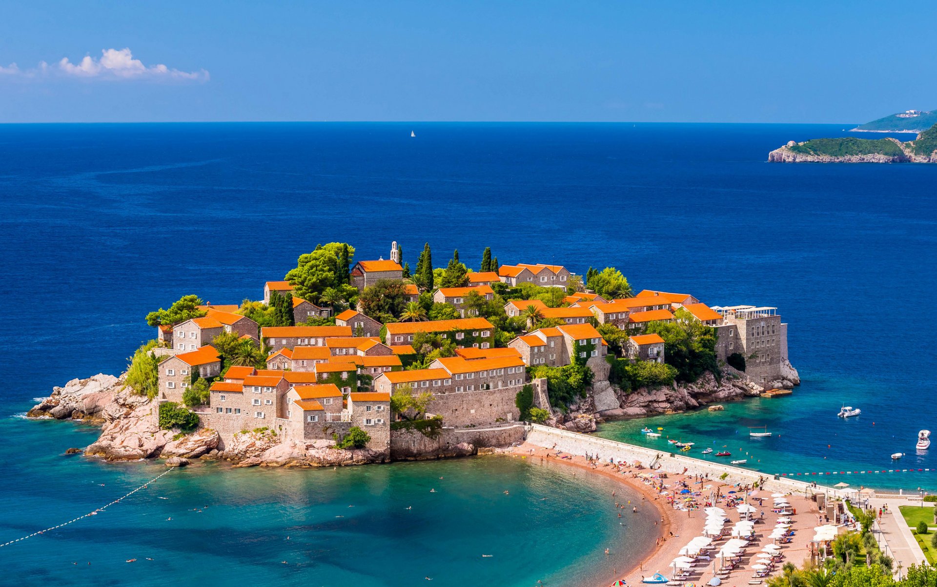 sveti stefan budva montenegro st. stephan insel resort meer himmel urlaub