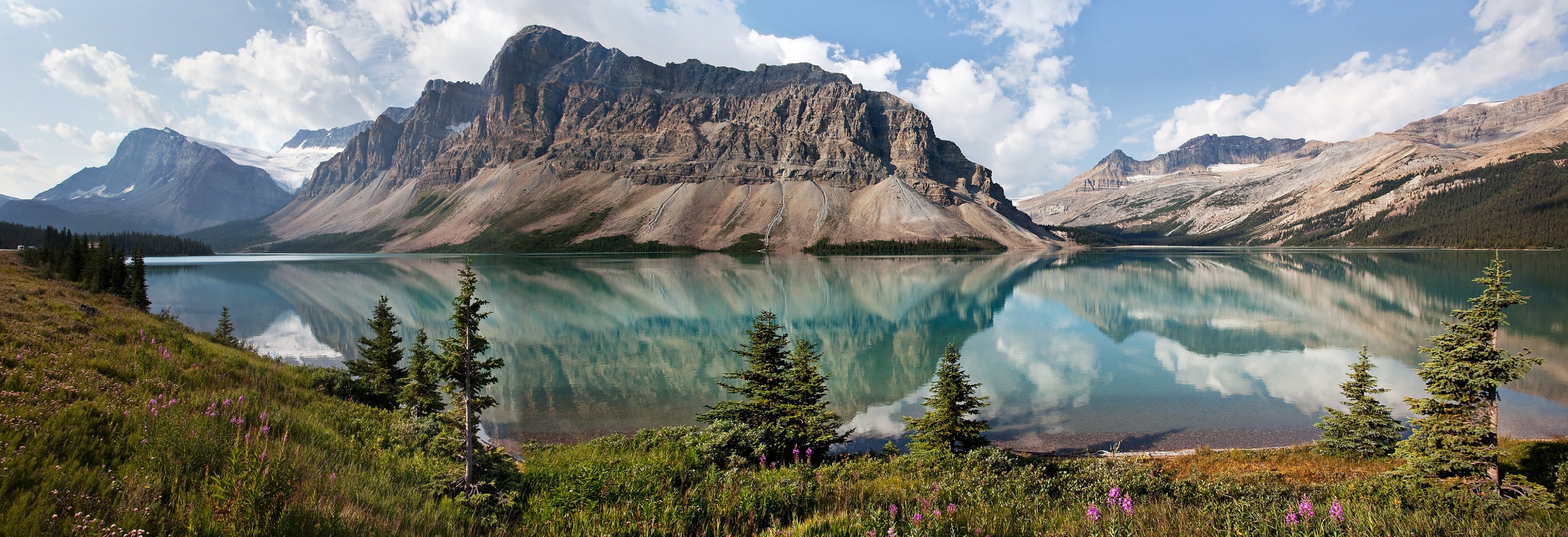 bogen-see kanada alberta himmel berge see bäume natur