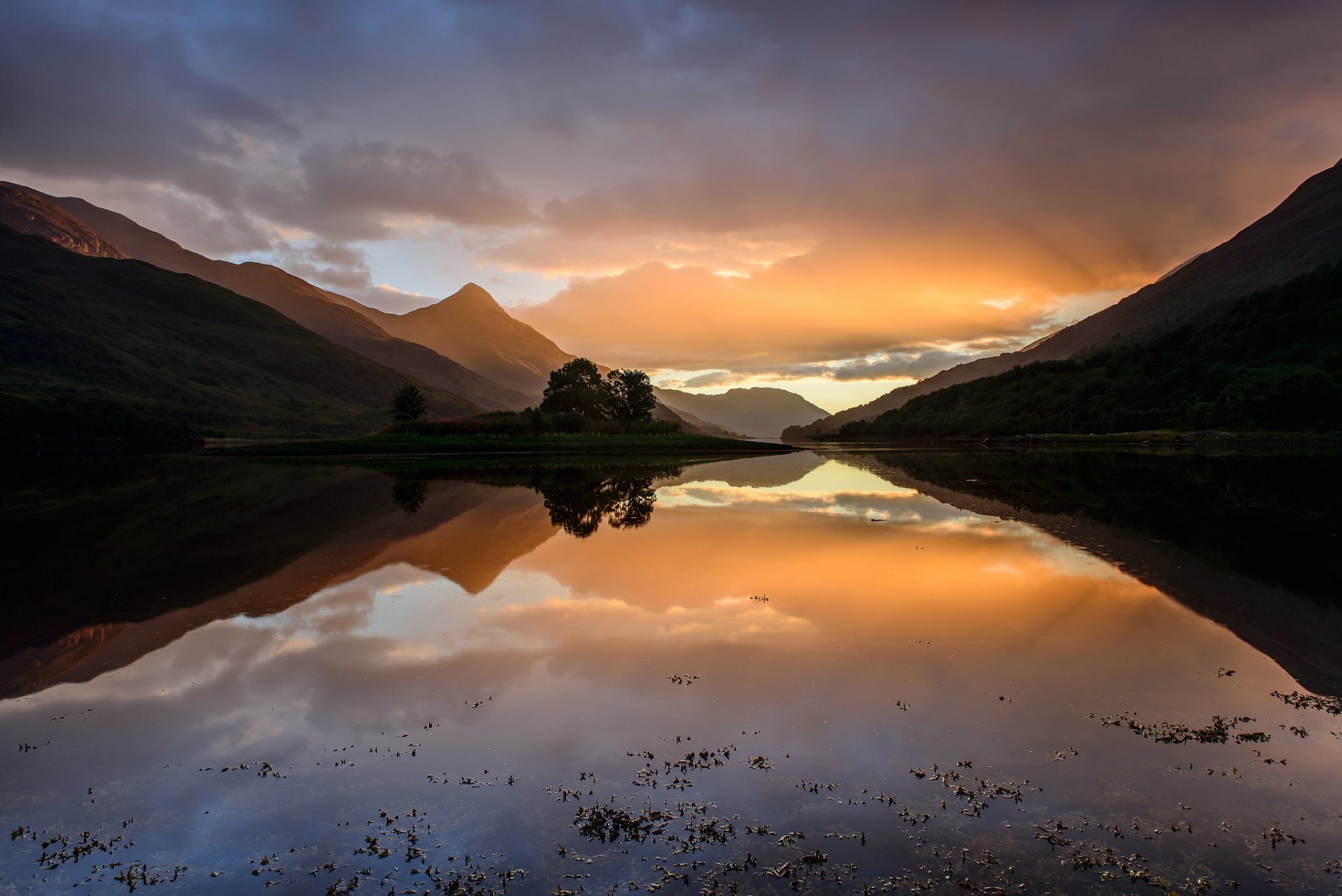 cotland highlands sunset september water sky hill