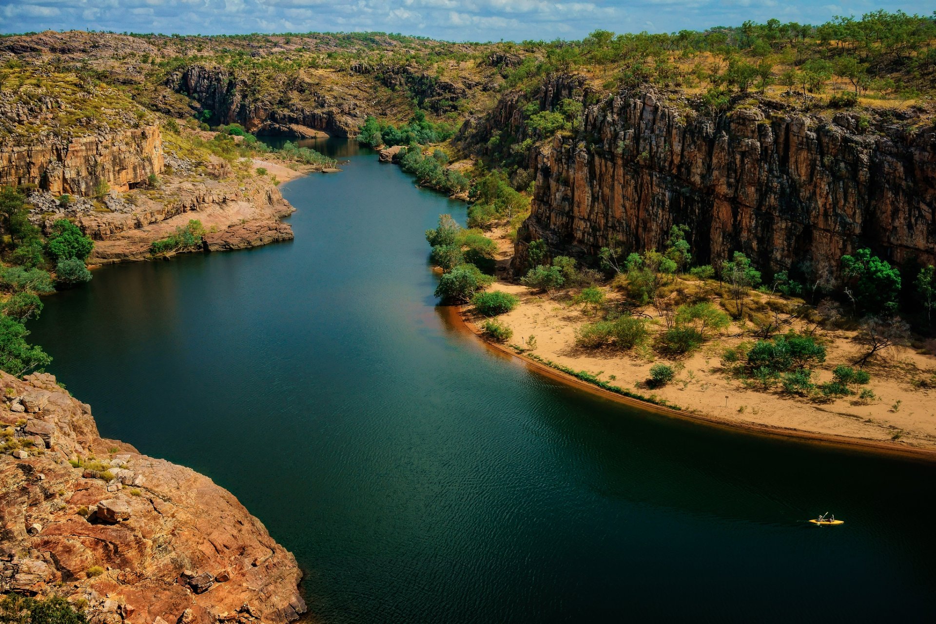 national park nitmilek australia rock tree river boat