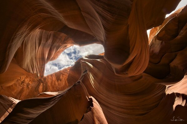 View of the sky from the canyon